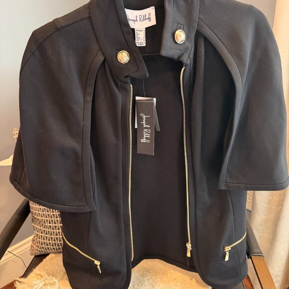 NWT Joseph Ribkoff Black Cape Jacket Size 10 - Picture 5 of 10